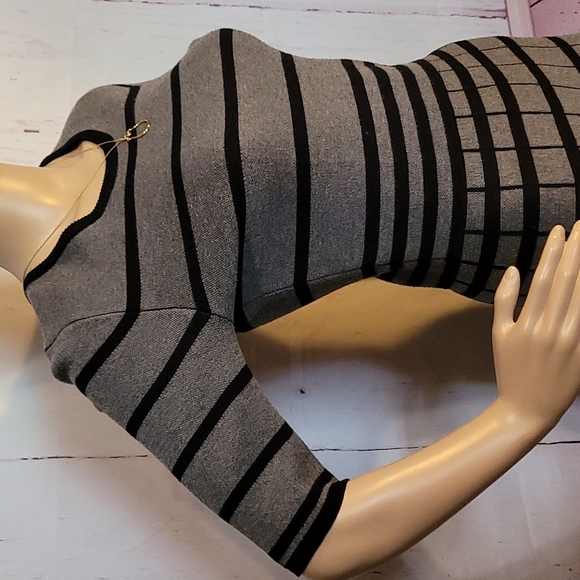 Gabby Skye Dresses & Skirts - Gabby Skye Gray w/Black knit fit & flare Dress